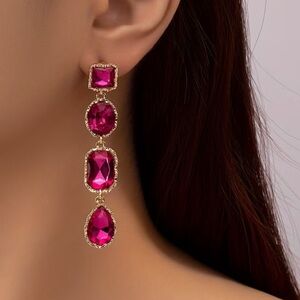 Elegant Gold and Pink Drop Earrings. Tassel Earrings. Luxury Earrings. 💕